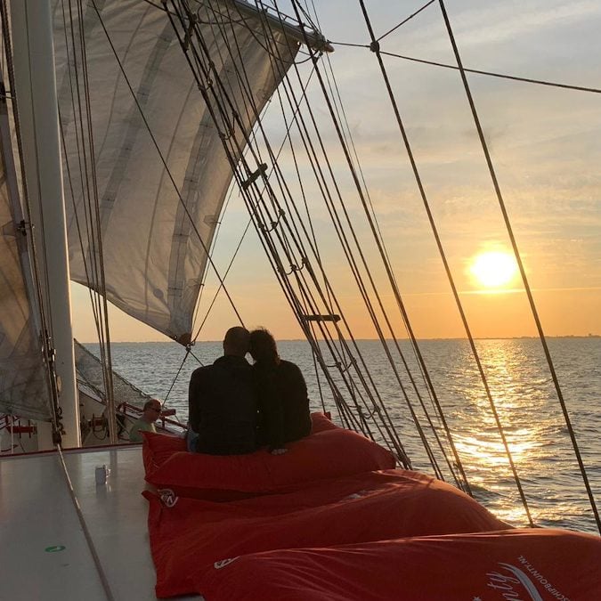 Markerwadden Sunset Natuurmonumenten Zeilschip Bounty
