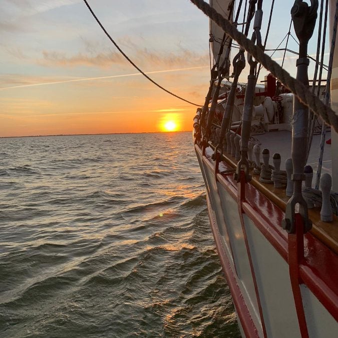 Markerwadden Sunset Natuurmonumenten Zeilschip Bounty
