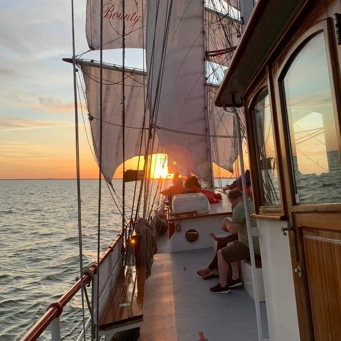 Markerwadden Sunset Natuurmonumenten Zeilschip Bounty