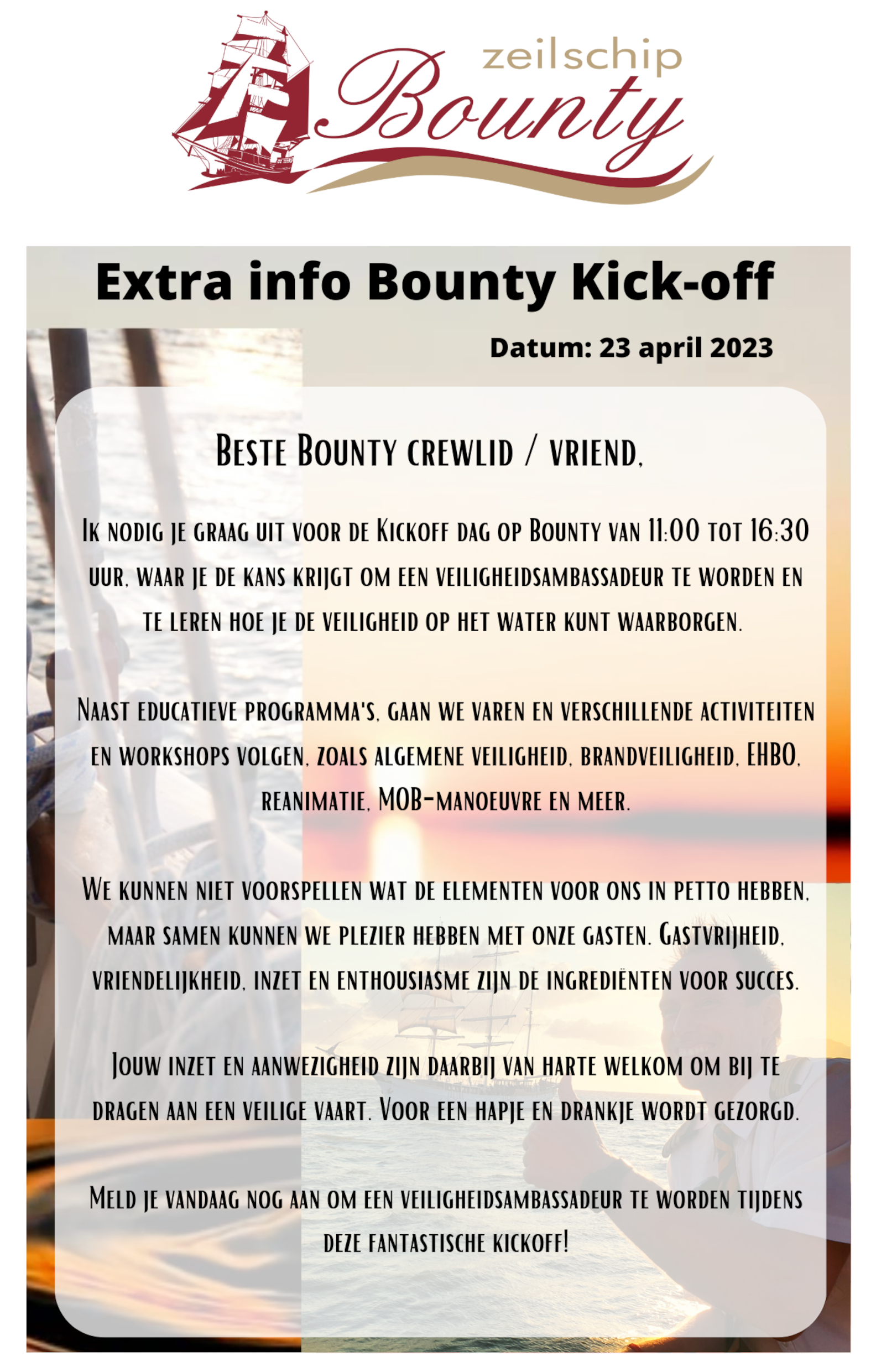 Veilig Zeilen voor Bounty Crew